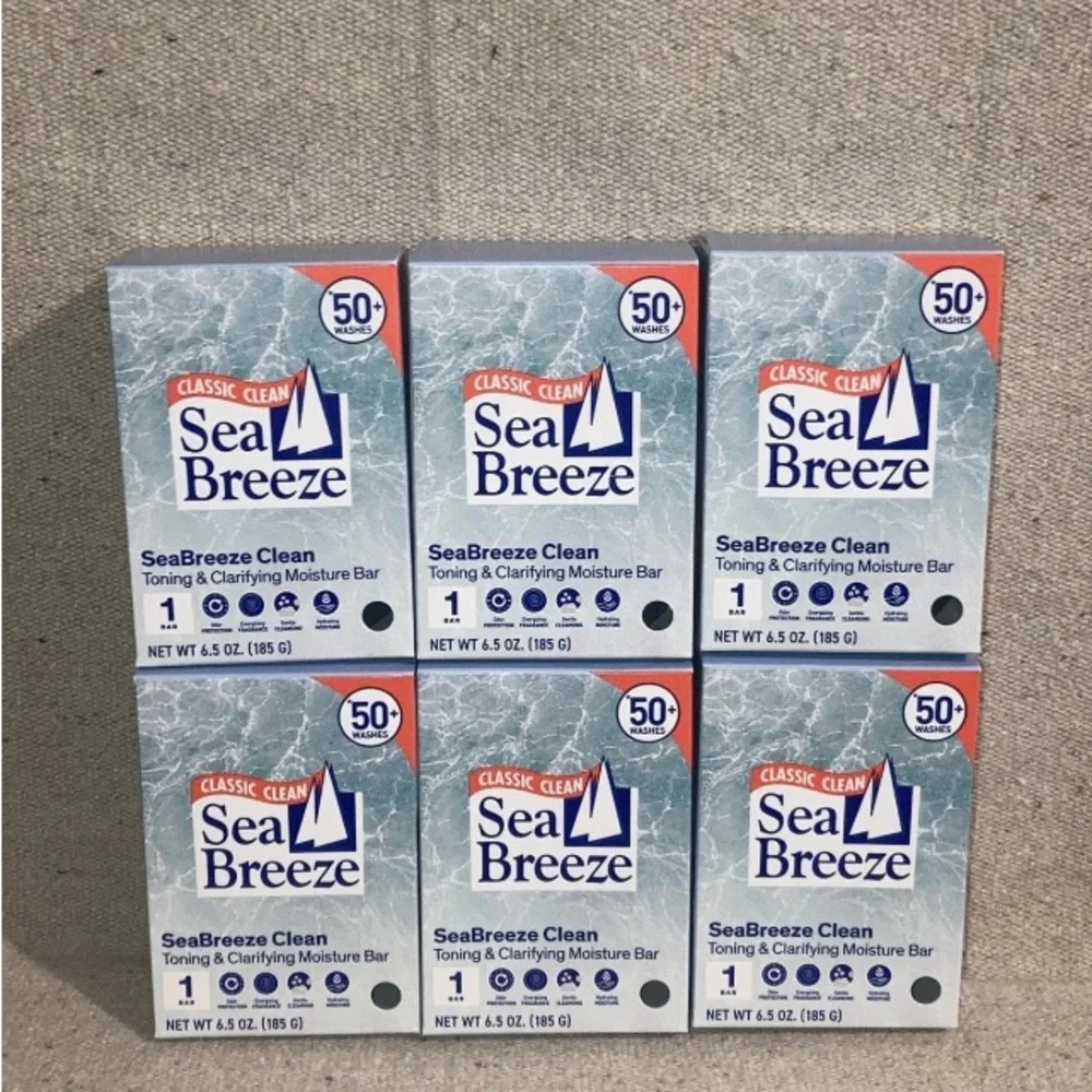 6 Pack Sea Breeze Classic Clean Clarifying Moisture Bar Soap 6.5oz Each